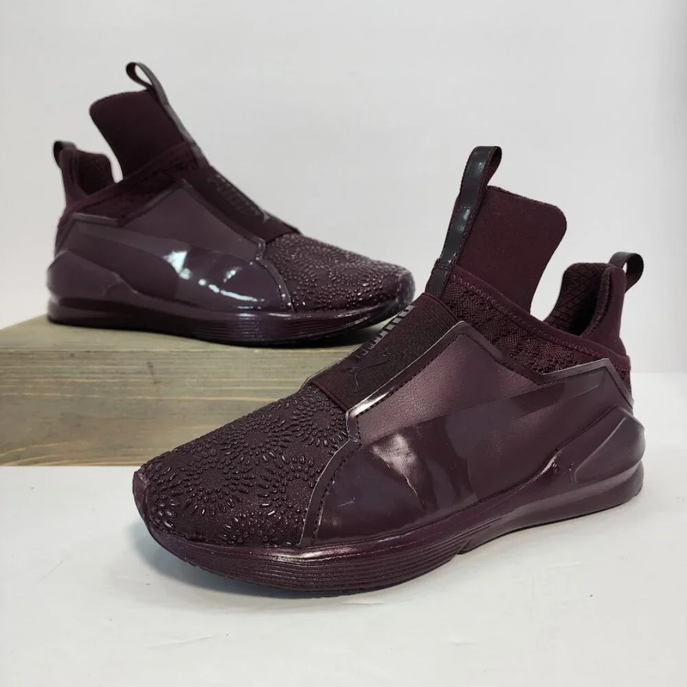 Puma Womens Fierce KRM Sneakers 9 High Top Burgundy Trainers - Picture 1 of 10
